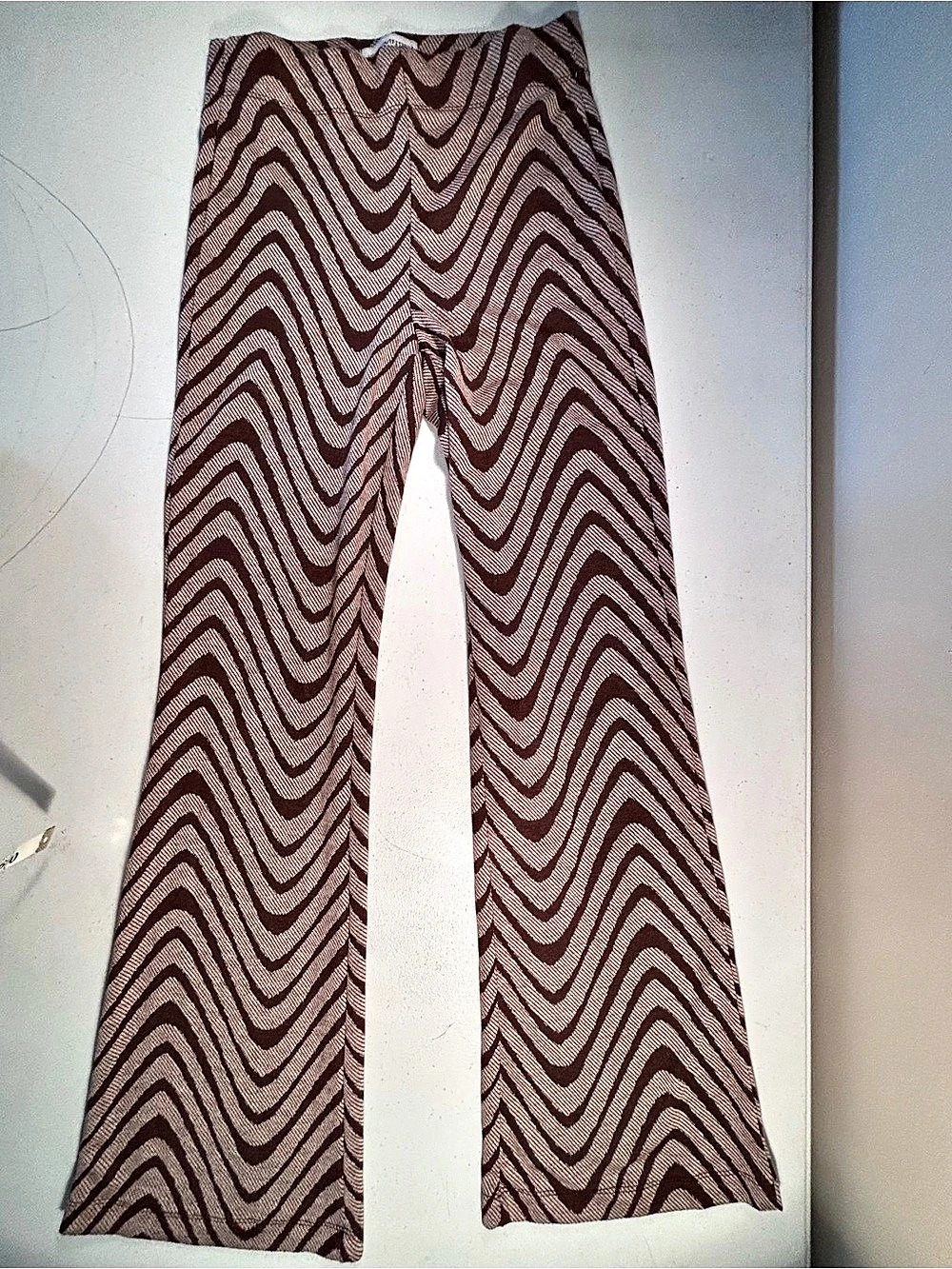 Urban Outfitters Archive Brown Knit Flare Pants Brown & white Small